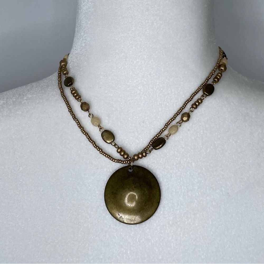 Cookie Lee Gold Bronze Beaded Choker Necklace